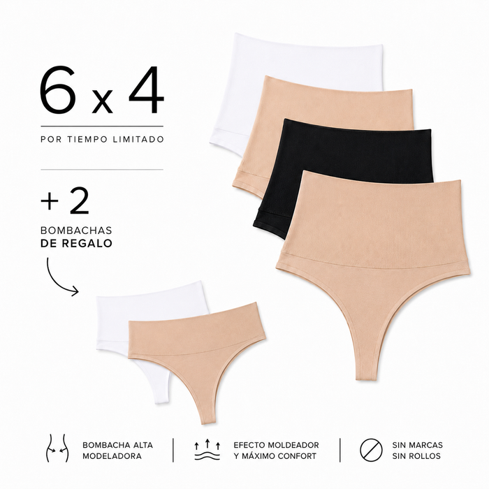 Bombacha Baja Con Faldon - Pack 4x2 + 2 de regalo