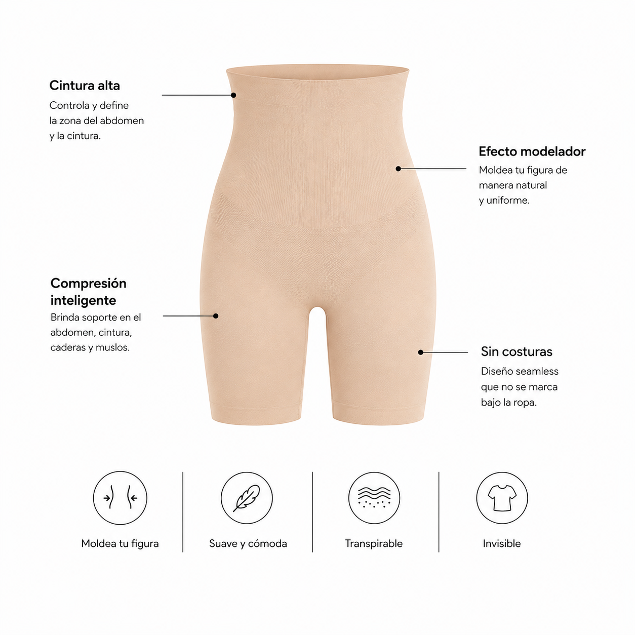 Faja Short Alta Modeladora Seamless
